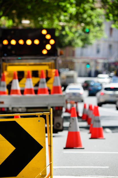 Single-lane traffic with construction